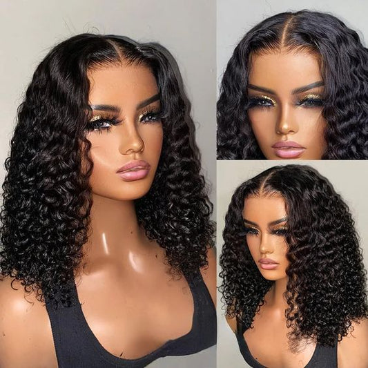 Frontal Human Hair Double Suction Water Wave BOB Wig